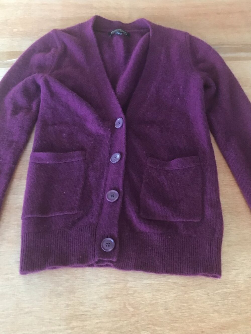 Banana Republic Cardigan Women XS Purple Button Up Pocket Merino Wool Cashmere